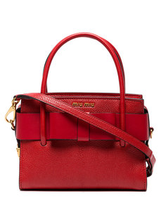 Madras Grain Leather Tote Bag Miu Miu