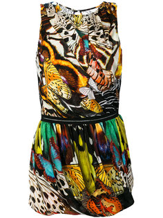 короткое платье с тропическим принтом Roberto Cavalli