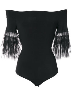 slash neck feather trimmed body Marc Ellis