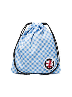 club patch gingham pouch Miu Miu