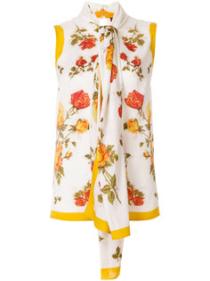 floral print tie neck blouse Alexander McQueen