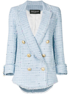 double breasted tweed blazer Balmain