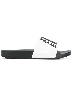 logo pool slides Prada
