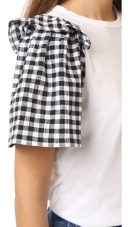 Clu Ruffle Sleeve Mix Media Top