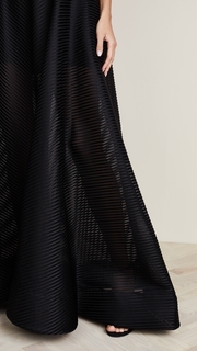 Halston Heritage Strapless Gown with Sheer Striped Skirt