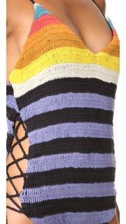 Mara Hoffman Crochet Lace Up Side One Piece