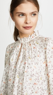 Rebecca Taylor Long Sleeve Vine Ruffle Top