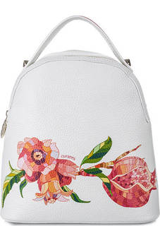 Кожаная сумка-рюкзак с цветочным принтом Curanni