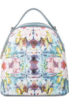 Кожаная сумка-рюкзак с цветочным принтом Curanni