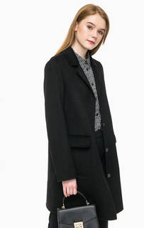 Черное пальто на кнопках United Colors of Benetton