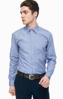 Синяя приталенная рубашка United Colors of Benetton