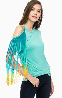 Футболка мятного цвета с бахромой Pinko