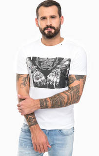 Белая хлопковая футболка с принтом Replay