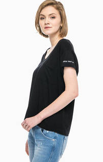 Хлопковая футболка с потертостями и карманом Replay