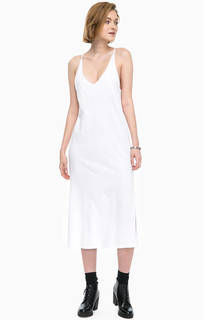 Белое платье из хлопка с разрезами Replay