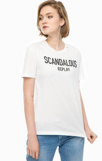 Хлопковая футболка с контрастным принтом Replay