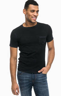 Черная хлопковая футболка с карманом Replay