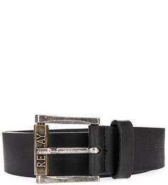 Кожаный ремень с логотипом бренда Replay