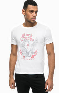 Белая хлопковая футболка с принтом Replay