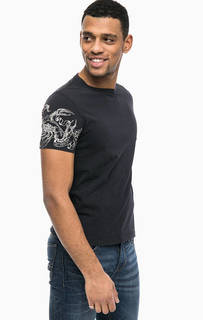 Черная хлопковая футболка с принтом Replay