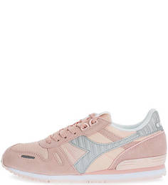 Розовые текстильные кроссовки Diadora