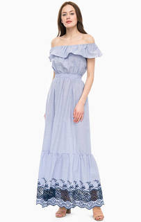 Длинное синее платье в полоску Kocca