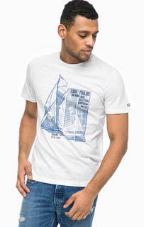 Серая футболка с контрастным принтом Tom Tailor