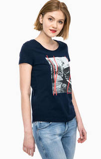 Синяя футболка с принтом Tom Tailor Denim