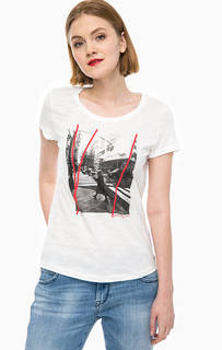 Белая футболка с принтом Tom Tailor Denim