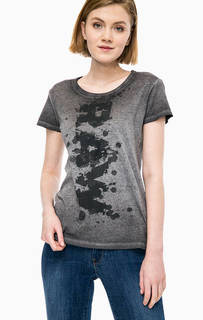 Серая хлопковая футболка с принтом G Star RAW