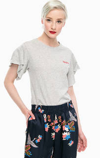 Хлопковая футболка с драпированными рукавами Pepe Jeans
