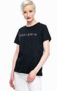 Черная хлопковая футболка с круглым вырезом Pepe Jeans