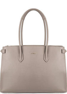 Серая кожаная сумка с длинными ручками Furla
