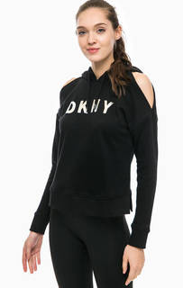 Черная толстовка с открытыми плечами Dkny