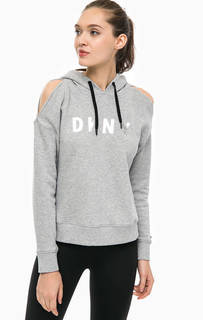 Серая толстовка с открытыми плечами Dkny