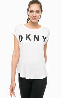 Белая футболка с принтом Dkny