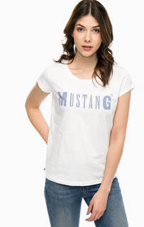 Хлопковая футболка с логотипом бренда Mustang