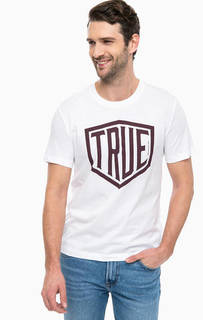 Белая футболка с контрастным принтом Mustang