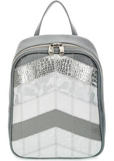 Серебристый кожаный рюкзак в стиле пэчворк Fiato