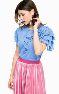 Хлопковая футболка с вставками из вискозы Pinko