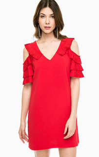 Красное платье с вырезами на плечах Pinko