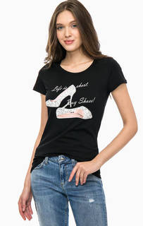 Черная футболка с контрастным принтом Liu Jo