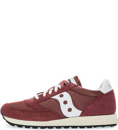 Бордовые кроссовки с замшевыми вставками Saucony