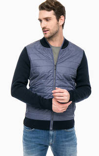 Синий кардиган со стегаными вставками Barbour