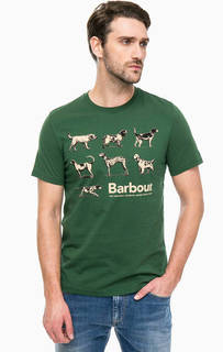 Зеленая хлопковая футболка с принтом Barbour