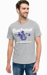 Серая хлопковая футболка с принтом Barbour