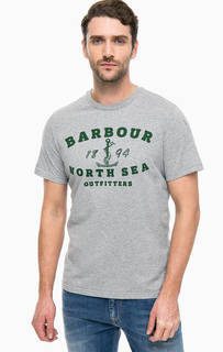 Хлопковая футболка с контрастным принтом Barbour