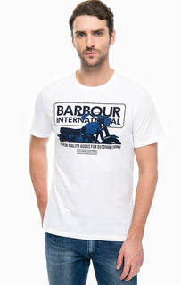 Хлопковая футболка с контрастным принтом Barbour