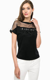 Черная футболка с отделкой камнями и перьями Marciano Guess