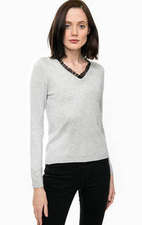 Серый джемпер с треугольным вырезом Only